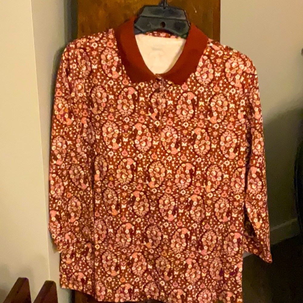 Lands End long sleeve Tee. Color is a rusty/burgundy mix.